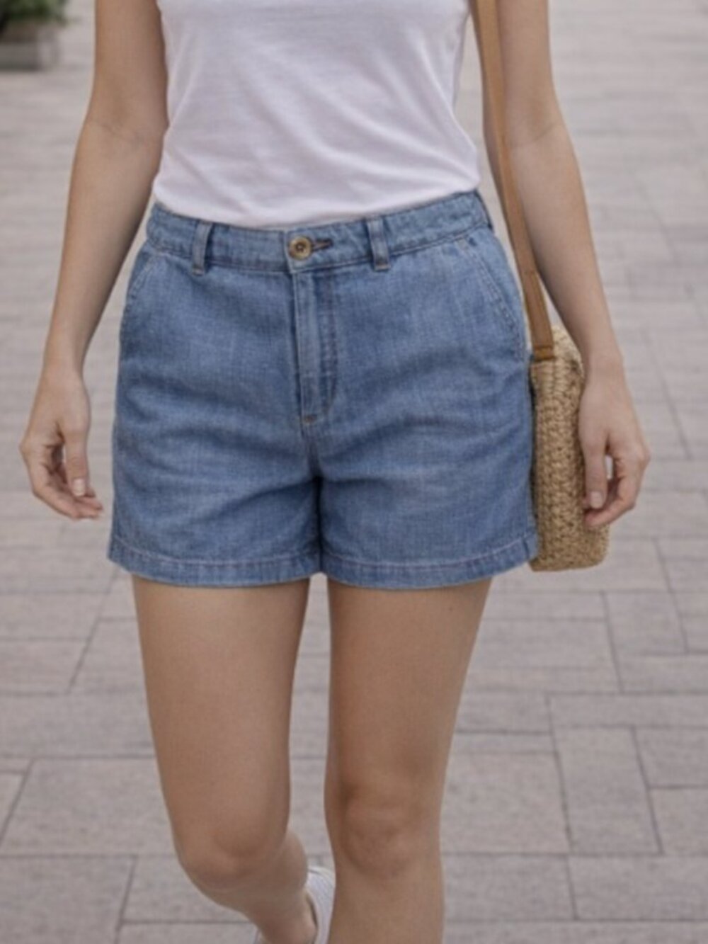 Old Navy Blue Chambray Shorts Beach Summer Nautical Coastal Casual